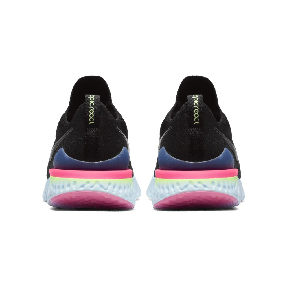 Nike Epic React Flyknit 2 Black Sapphire Hyper Pink Black/Black-Sapphire-Lime Blast-Hyper Pink-Blue Tint (BQ8928-003)