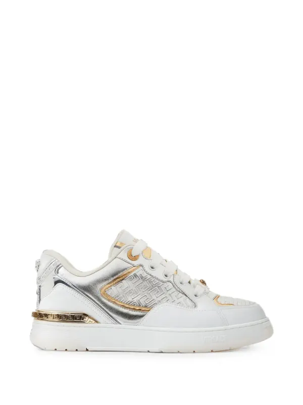 Versace Biggie Basket leather & metallic-nappa trainers – White (10256551A19158)