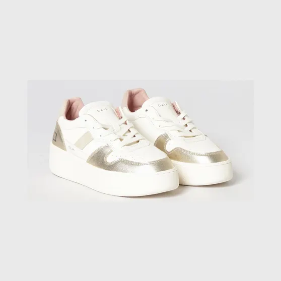 D.A.T.E D. A.T. E. Platform Sneakers in Leather Platinum (W441CPLMPL)