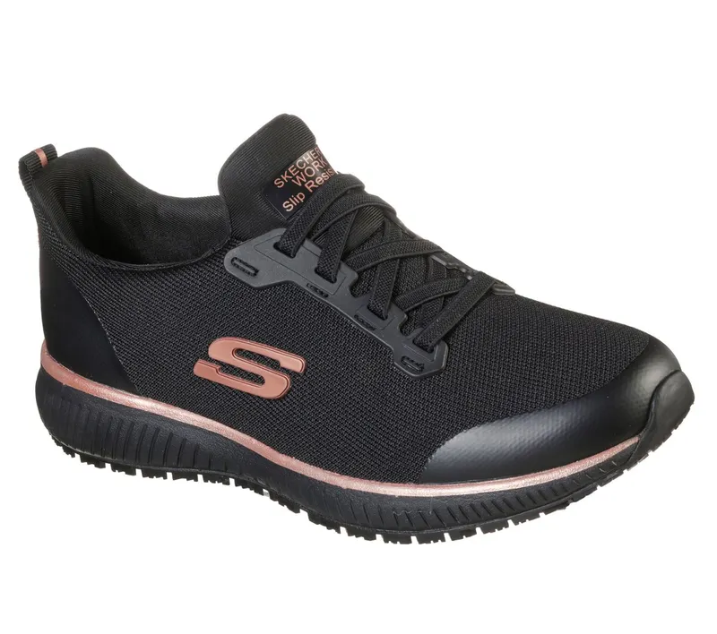 Skechers Work Slip-Resistant: Squad Sneaker Black/Roos Gold