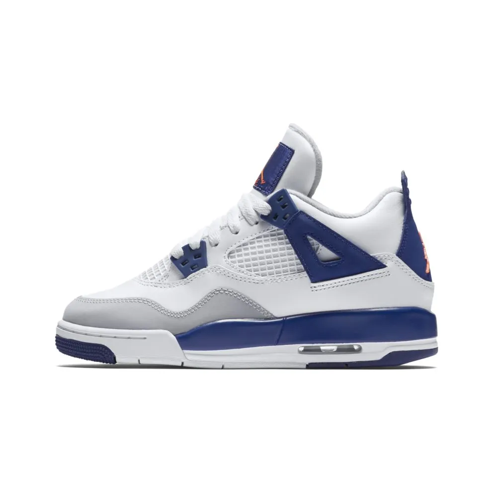 Jordan 4 Retro Deep Royal Blue (GS) White/Deep Royal Blue-Wolf Grey-Hyper Orange (487724-132)