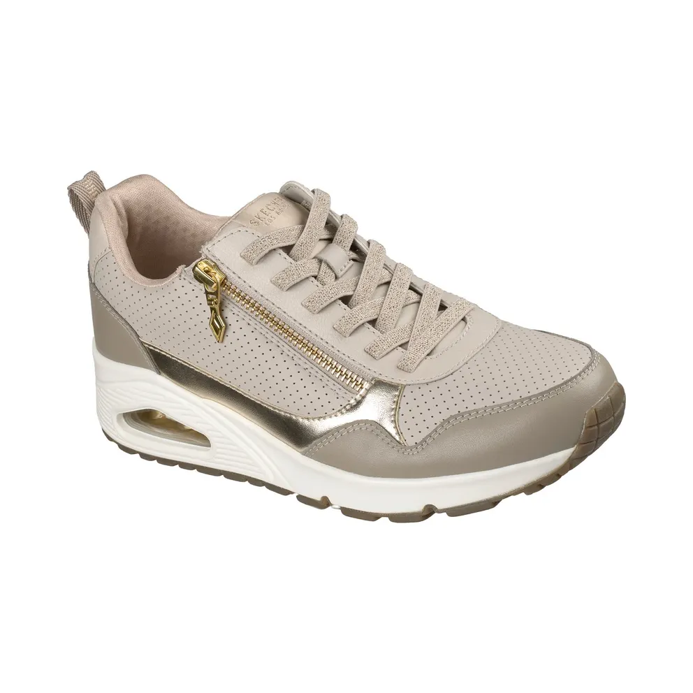 Skechers UNO – Metallic Sliders Sneaker Taupe