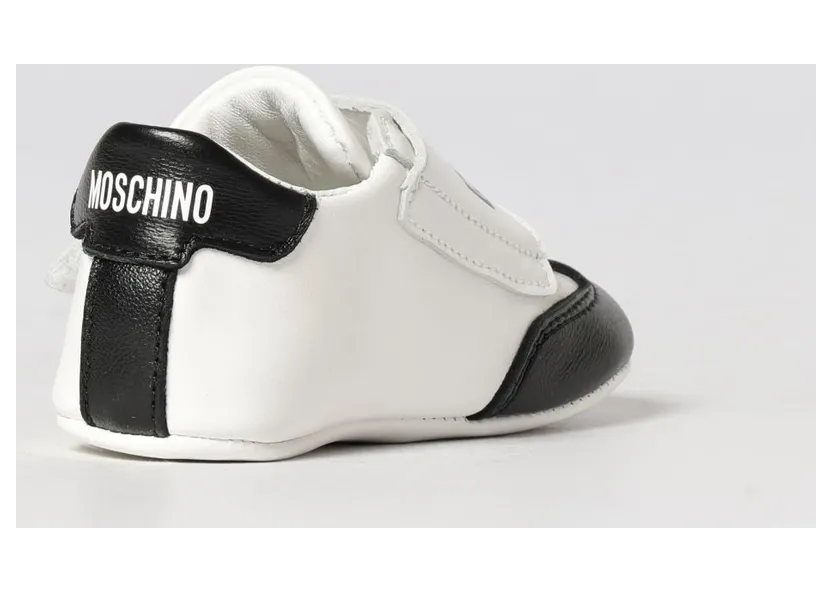 Moschino Leather Sneakers with Logo Print White (8289201) (2)