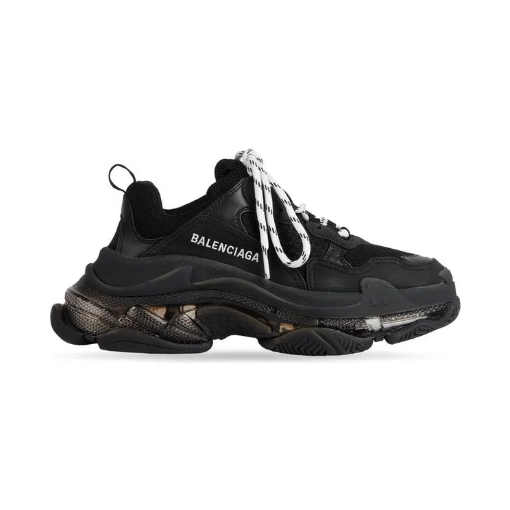 Balenciaga Triple S Clear Sole Double Black (W) (544351W2FB11000)