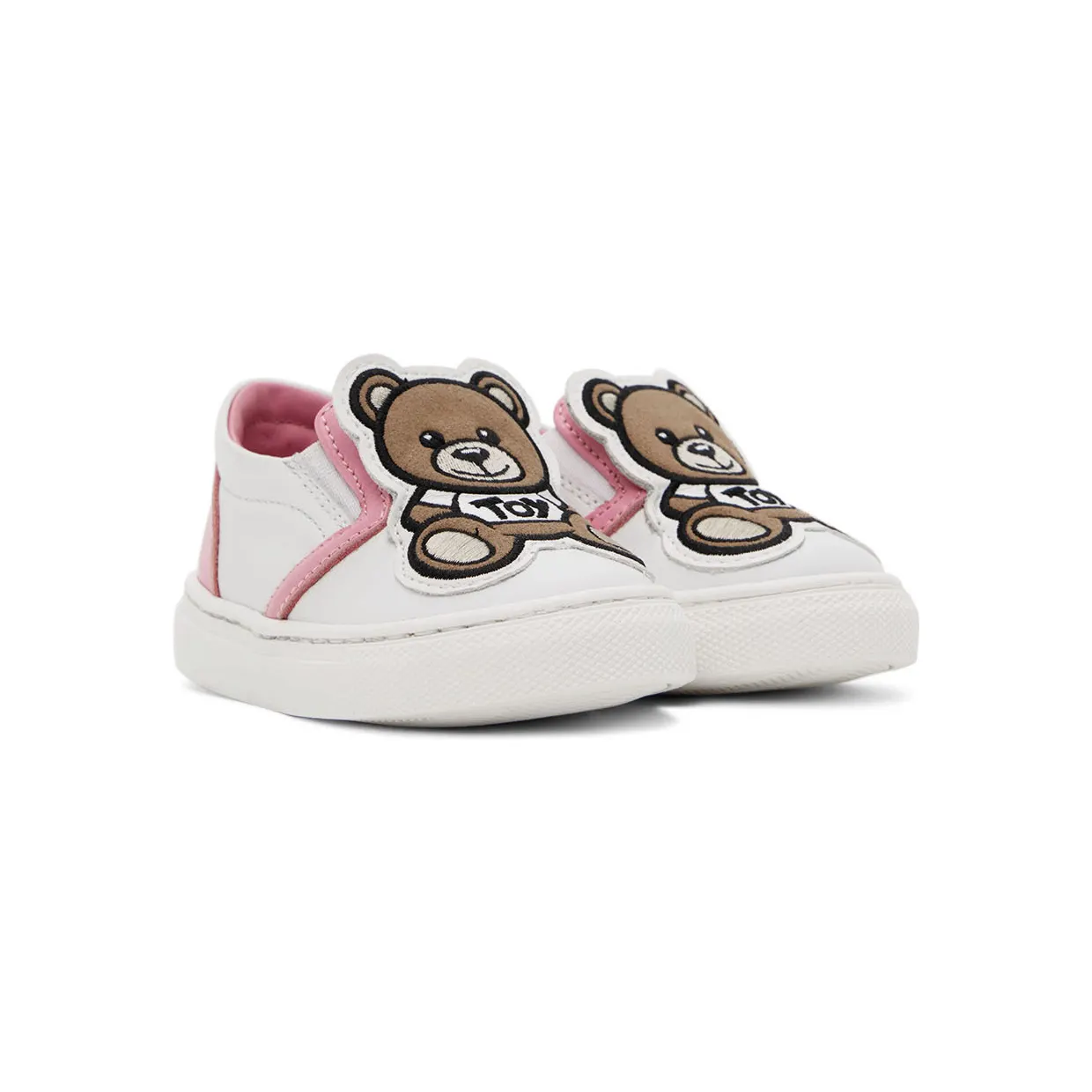 Moschino Baby White & Pink Teddy Slip-On Sneakers (71697) (4)