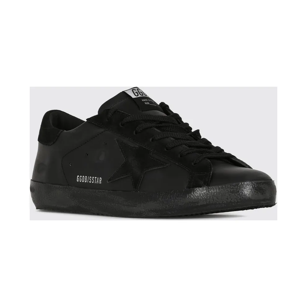 Golden goose Super-Star Trainers in Calfskin Leather with Distressed Effect Black (GMF00101F00799190100)