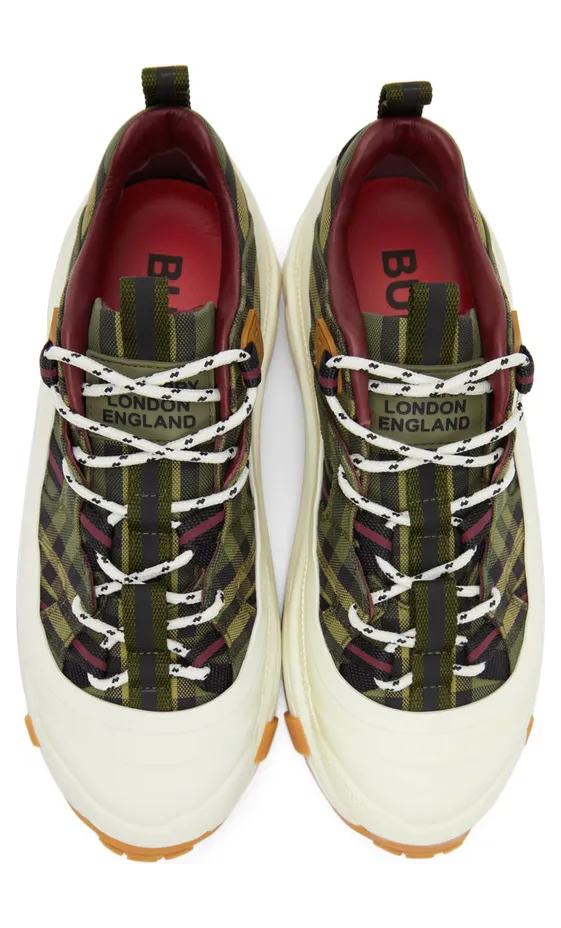 Burberry Green & Burgundy Check Arthur Sneakers (8043099) (5)