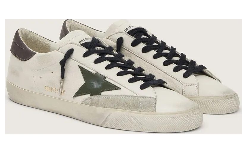 Golden Goose Super-Star In Nappa With Green Leather Star And Gray Leather Heel Tab (GMF00840.F006642.10974) (2)
