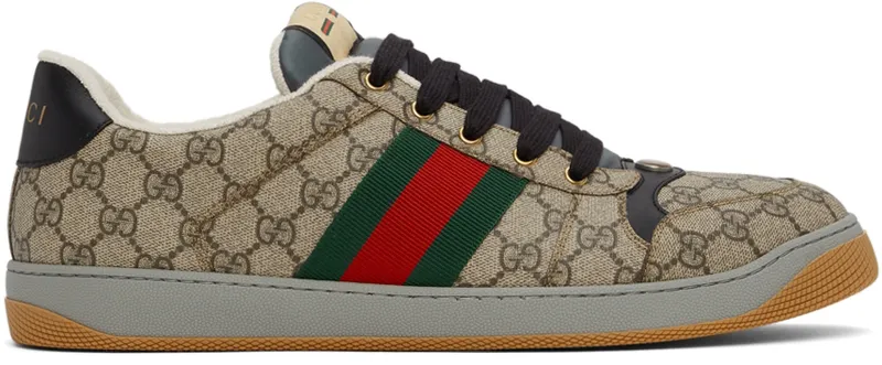 Gucci Beige & Black Screener GG Sneakers (674530 96GE0)