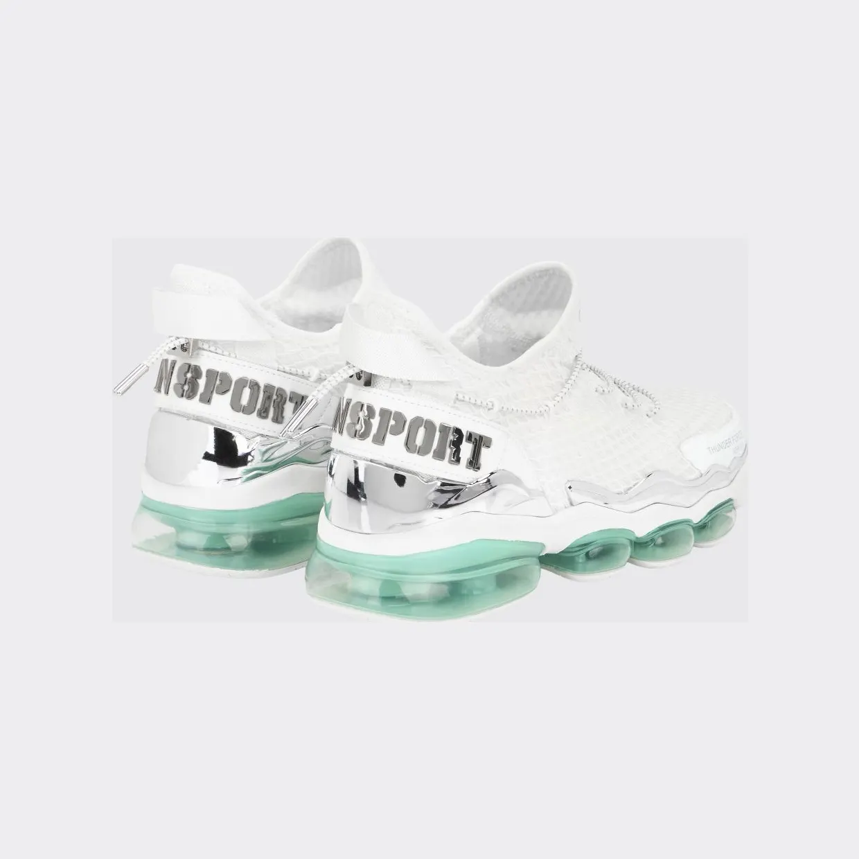 Plein Sport Two-Tone Mesh Low-Top Trainers with Cushioned Sole White (PADSUSC0576STE003N0107) (2)