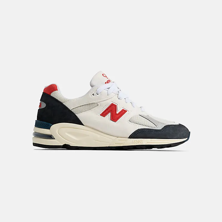 New Balance Off-White & Navy 990V2 Sneakers (M990TA2)