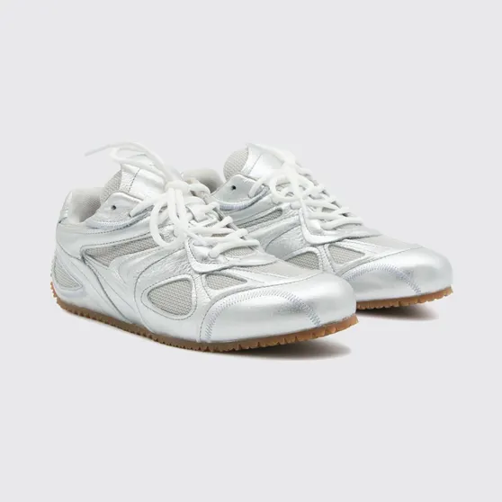 Axel Arigato Slow Runner Low Top Laminated Leather and Mesh Sneakers Silver (F4233001)