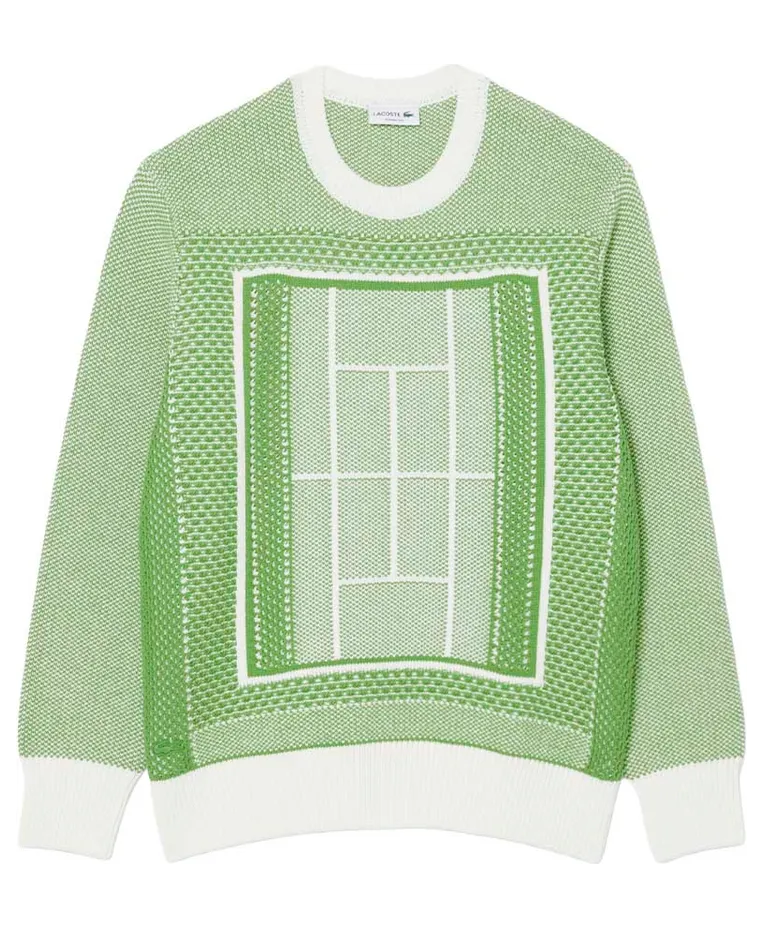 Lacoste – Tennis Court Graphic Jacquard Sweater – Sweatshirt-Strick (AH0619-00-4SI)