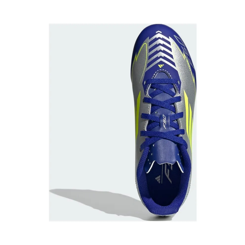 adidas F50 Club Messi Firm/multi-ground Boots Kids “Silver Metallic / Solar Yellow / Lucid Blue” (IH0926)