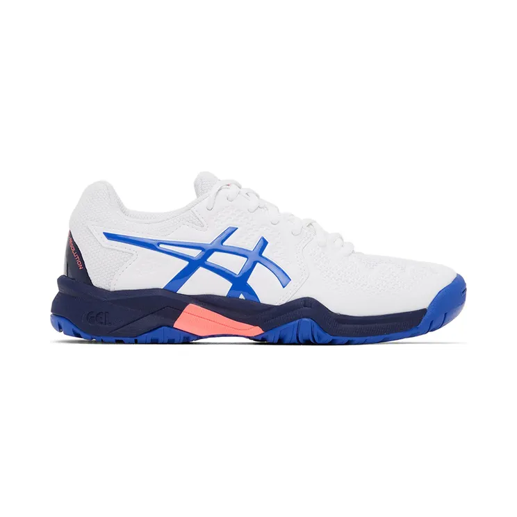Asics Kids White & Blue Gel-Resolution 8 Big Kids Sneakers (1044A018-107)