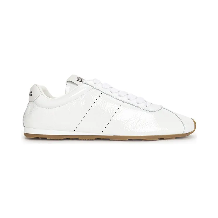 Miu Shiny Leather Plume Sneakers White Gum (5E114E-6OR-F0009)