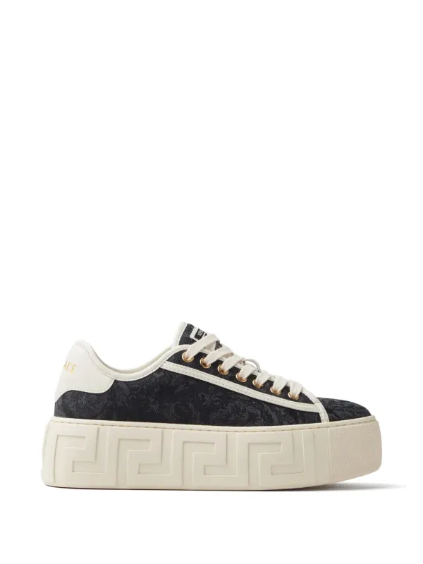 Versace Greca jacquard canvas platform trainers – Black (10223461A09449)