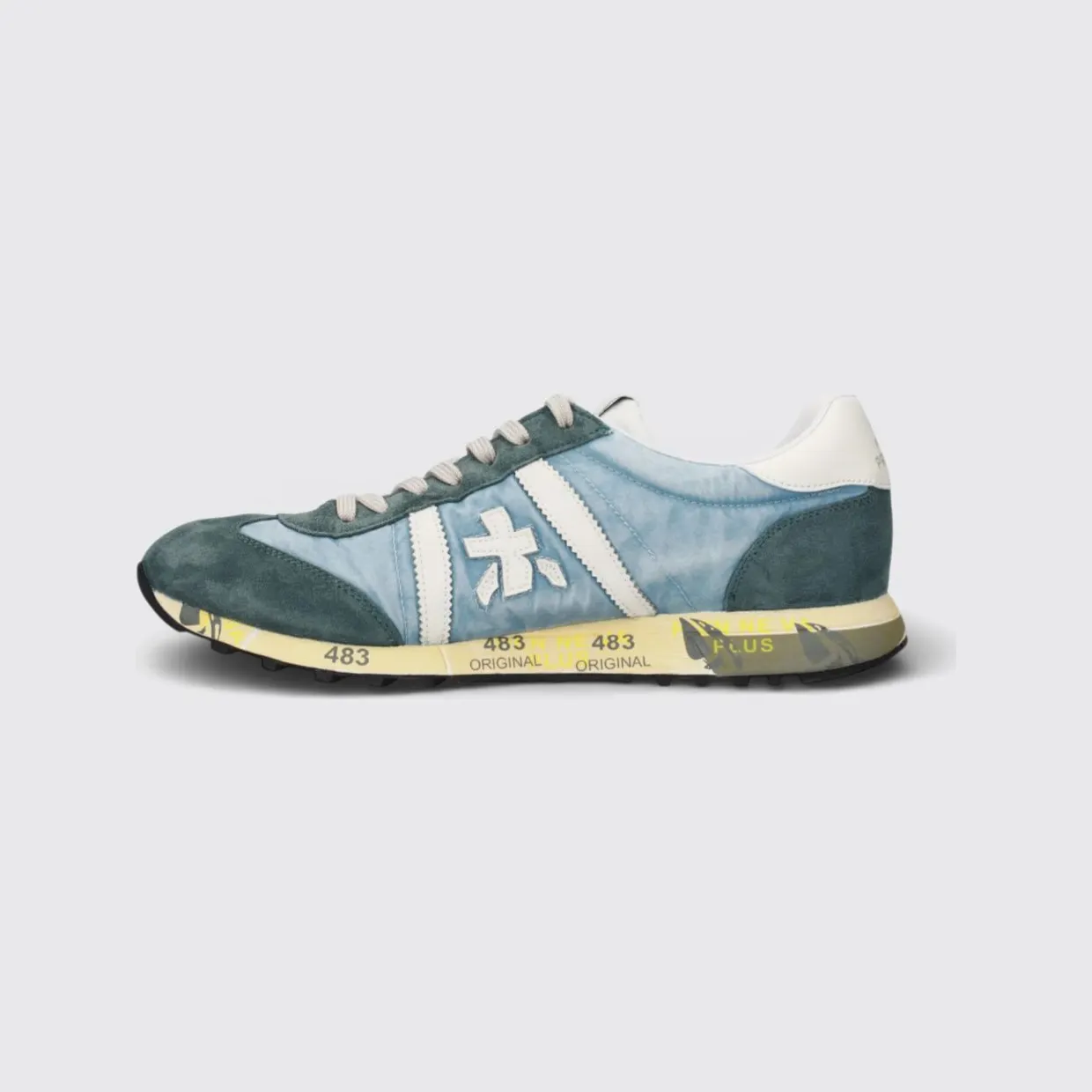 Premiata Lucy Sneakers in Suede and Used Nylon Blue (LUCY8188) (2)