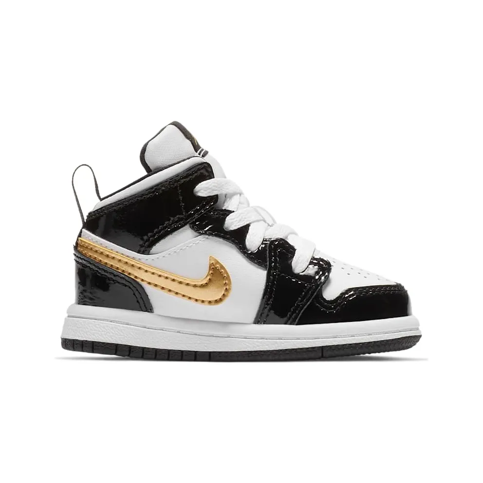 Jordan 1 Mid Patent Black White Gold (TD) Black/White-Metallic Gold (BQ6933-007)
