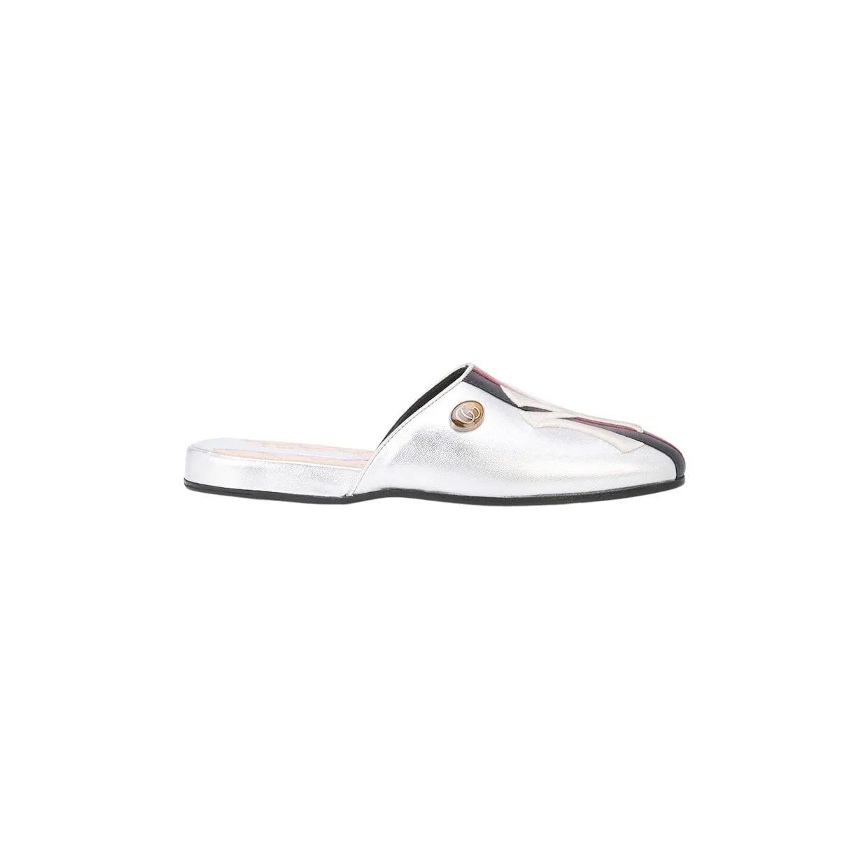 Gucci NY Yankee Slippers Silver Leather (536794 D3VM0 6463)