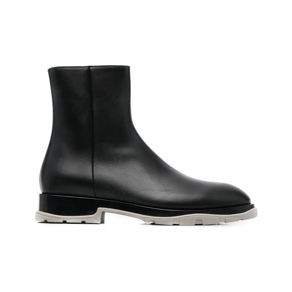 Alexander McQueen Half Leather Boot Black Grey (682816WHFLF1002)