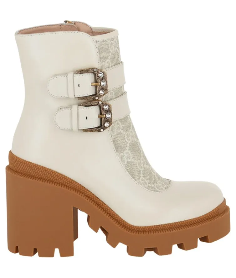 Gucci GG Supreme Ankle Accent Ankle Boots White (701100-UVV30-9078)