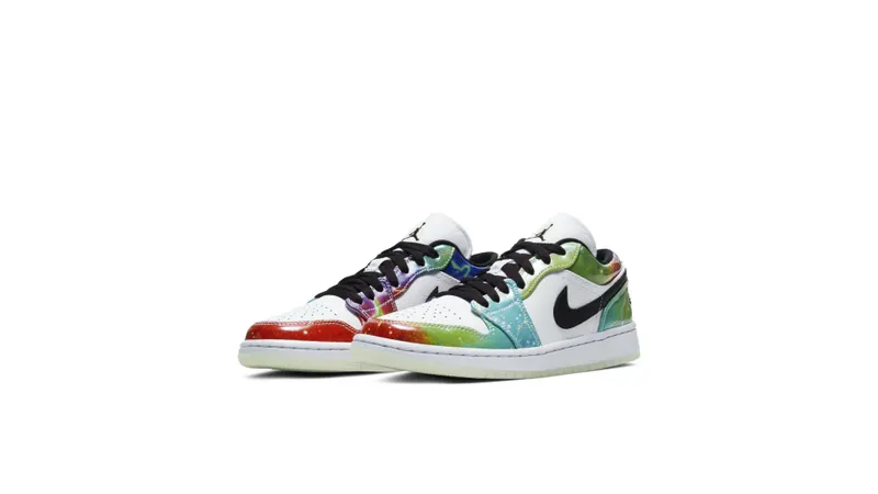 Jordan 1 Low Galaxy (W) Black/Multi-Color-White (CW7310-909)