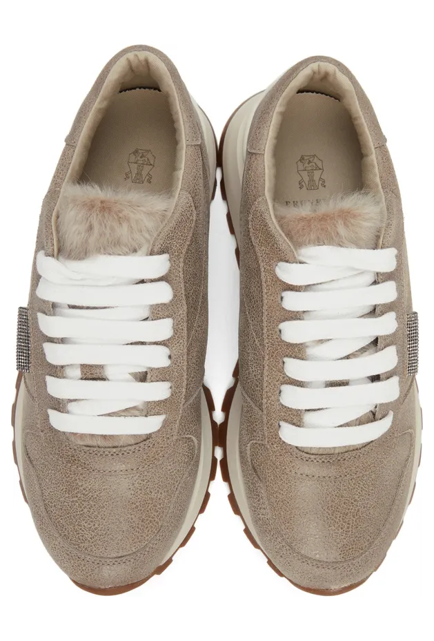 Brunello Cucinelli Grey Suede Low-Top Sneakers (MZAMG2115) (5)