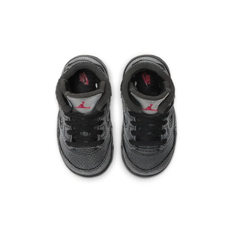 Jordan 5 Retro Off-White Black (TD) Black/Muslin-Fire Red (CV4828-001)