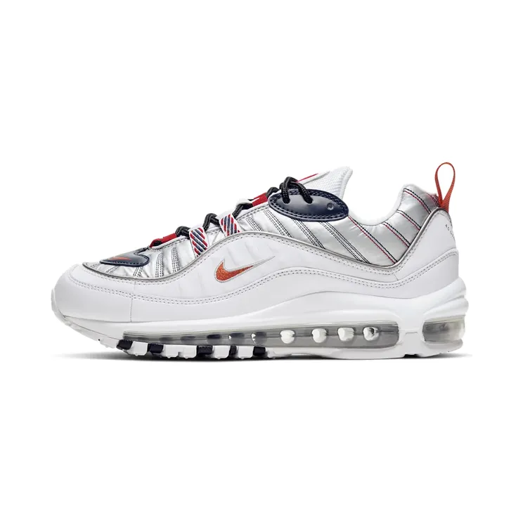 Nike Air Max 98 PRM “White / Wolf Grey / Gym Red / Starfish” (CQ3990-100)