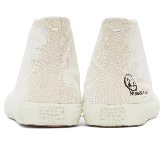 Maison Margiela Off-White Linen Painted Tabi High-Top H8623 White Sand/Wh (S58WS0111 P4040) (4)