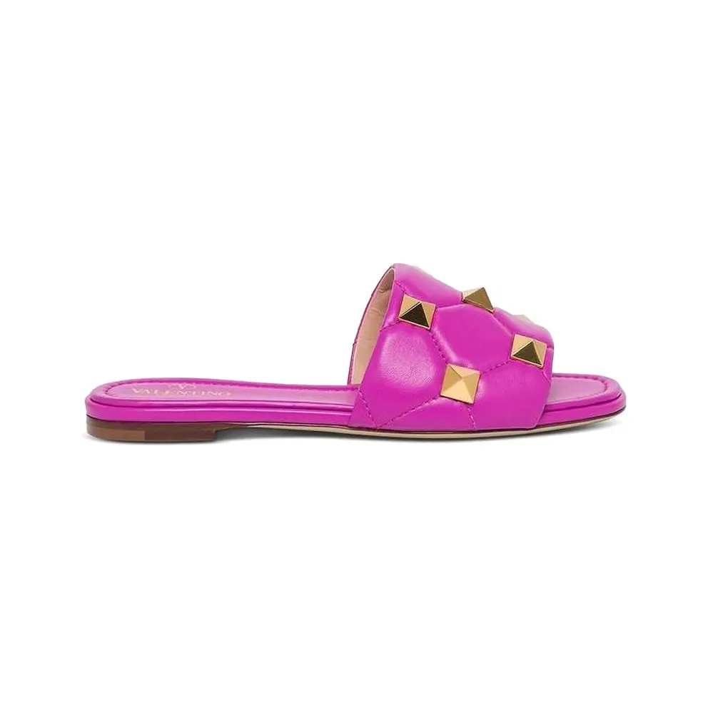Valentino Roman Stud Flat Sandals Radiant Orchid (VW2S0BK4ZCG55U)