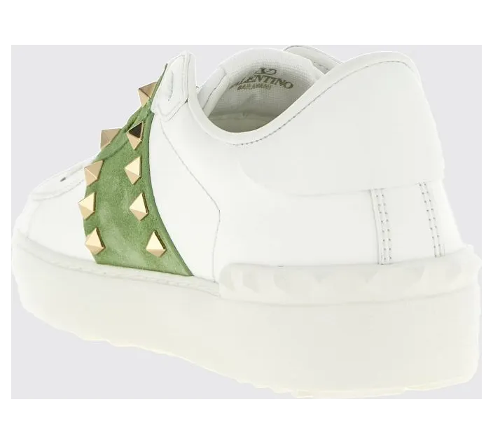 Valentino garavani Rockstud Untitled Leather and Suede Sneakers with Iconic Studs Green (S0A01ZBVDWM) (2)