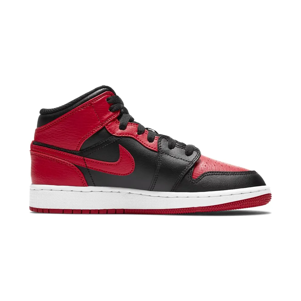 Jordan 1 Mid Banned 2020 (GS) Black/University Red-Black-White (554725-074)