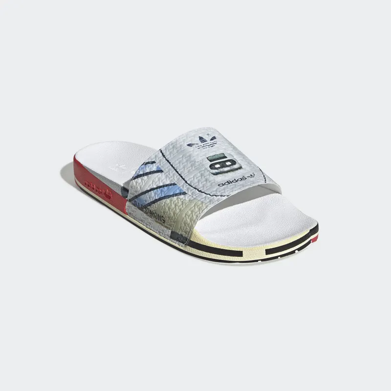 adidas Micro Adilette Raf Simons Silver Metallic/Bright Red/Bright Red (EE7955)