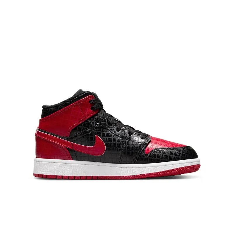 Air Jordan 1 Mid Bred Text (GS) (DM9650-001)