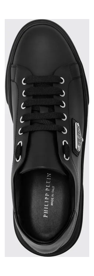 Philipp plein Smooth Leather Low-Top Sneakers with Applied Side Logo Black 1 (UADSUSC0701PLE075N0202) (3)