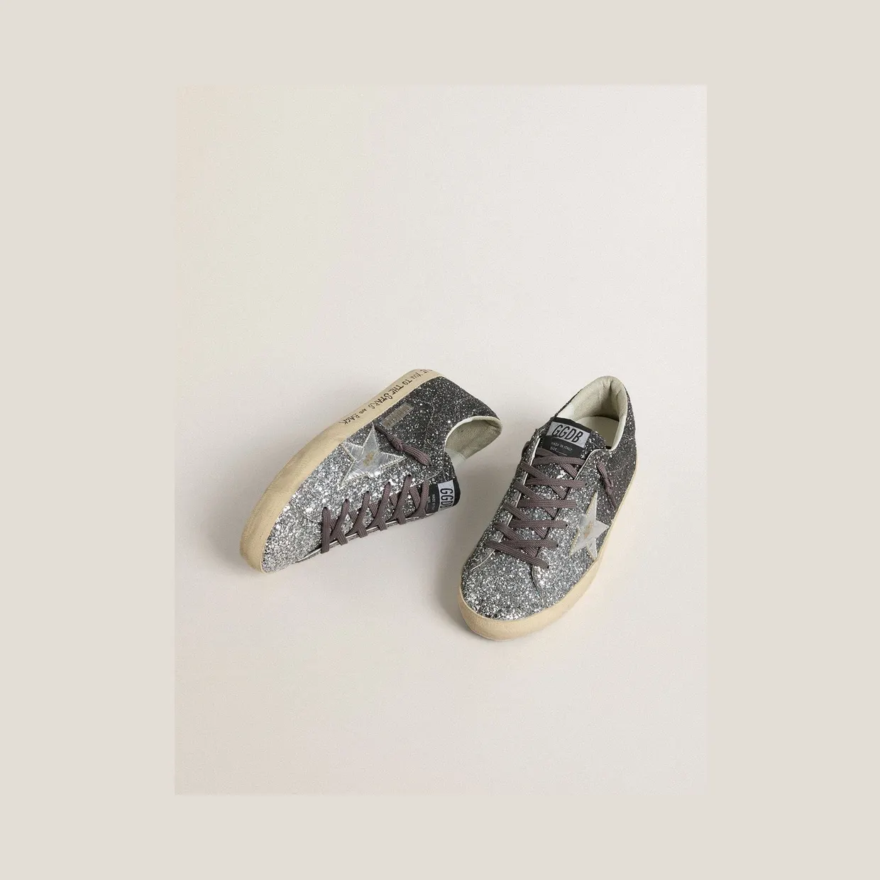 Golden Goose Super Star With Glitter Upper And Silver Metallic Leather Star (GWF00101.F007470.60246) (2)
