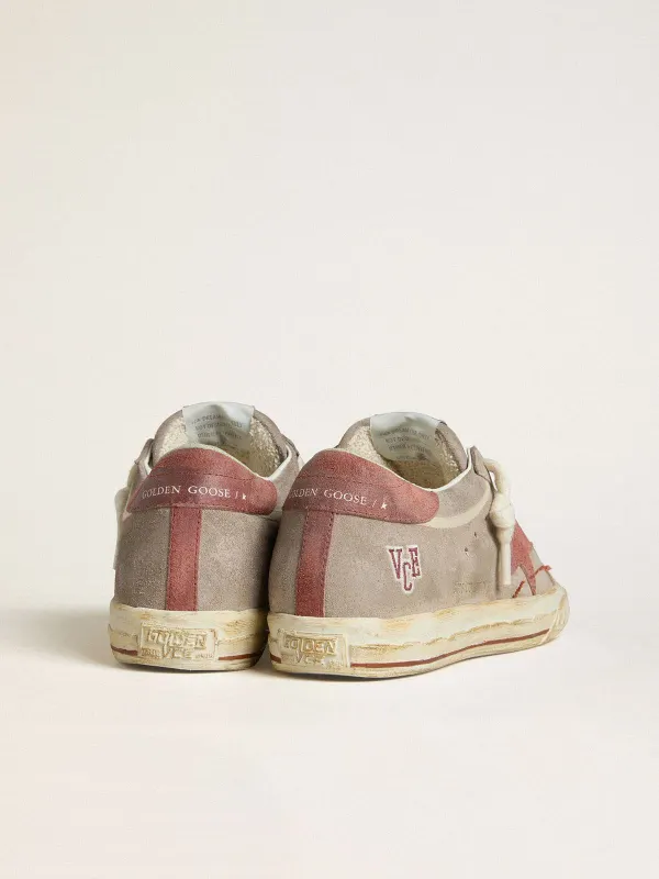 Golden Goose Super-Star Ltd In Gray Suede With Red Waxed Suede Star And Heel Tab (GWF00758.F007995.60527) (4)