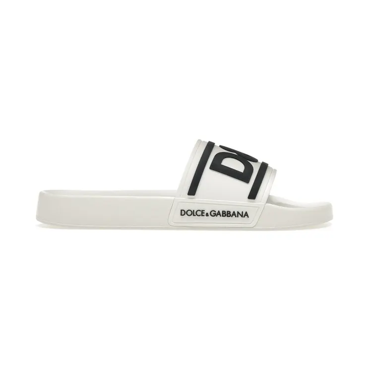 Dolce & Gabbana Beachwear Sliders DG Logo White Black (CS2072AQ85889697)