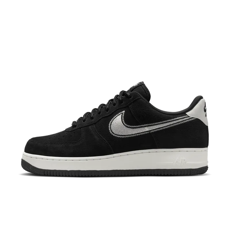 Nike Air Force 1 Low ’07 LV8 Black Sail Embroidered Swoosh (HJ4465-001)
