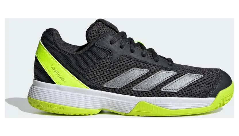 Adidas Courtflash Tennis Kids Carbon / Iron Metallic / Lucid Lemon (JI2449)