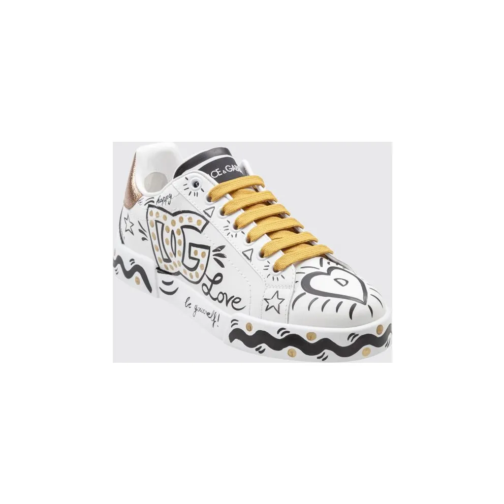 Dolce & Gabbana Portofino Low-Top Sneakers in Calfskin with DG Monogram Print Multicolor (CK2464A3L798M542)