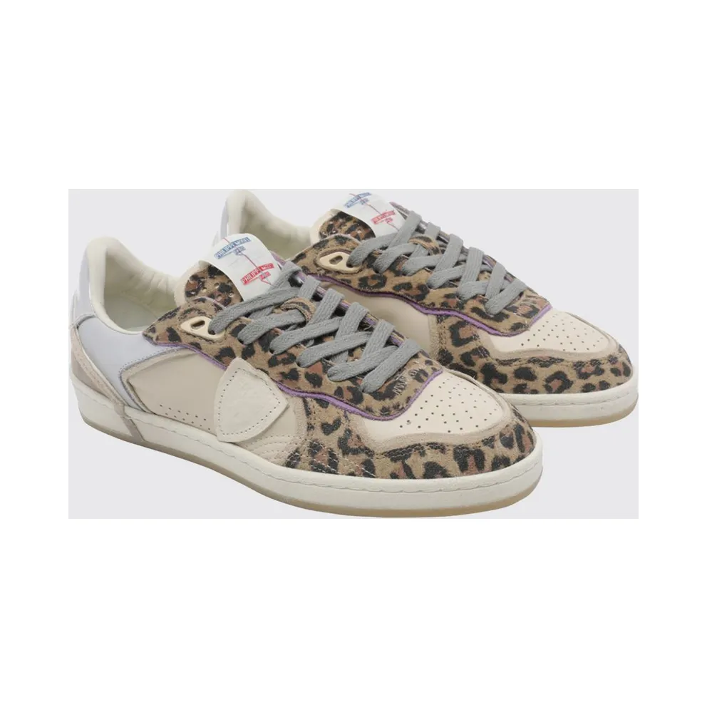 Philippe Model Pgal Suede Low-Top with Animal Print Beige (PGLDAXE1)