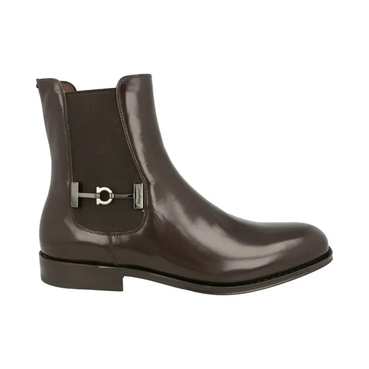Ferragamo Isidoro Chelsea Boots Dark Brown (Wide Width) (020921-757478-2E)