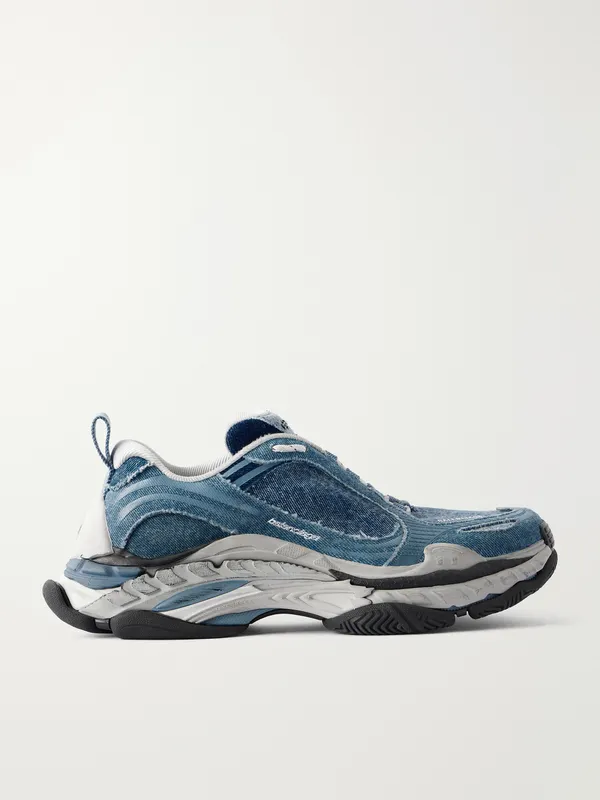 Balenciaga Triple S.2 Rubber-Trimmed Denim Blue (865849WTSDN)