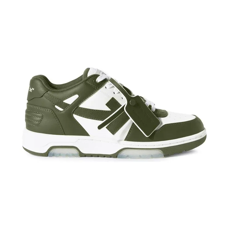 OFF-WHITE Out Of Office OOO Low Tops Military Green White (OMIA189F24LEA0030156)