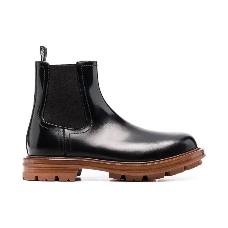 Alexander McQueen Leather Chelsea Boots Black Brown (683568WHZ8C1452)