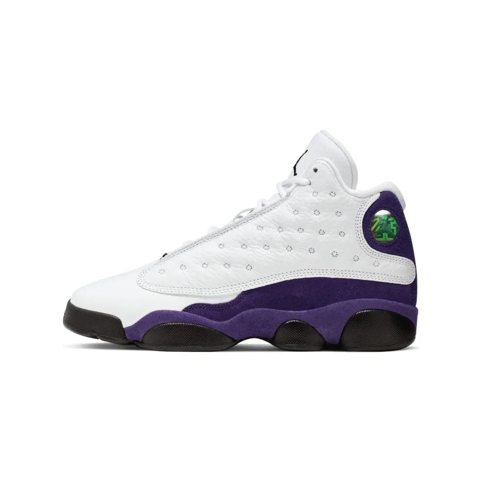 Jordan 13 Retro Lakers (GS) White/Black-Court Purple-University Gold (884129-105)