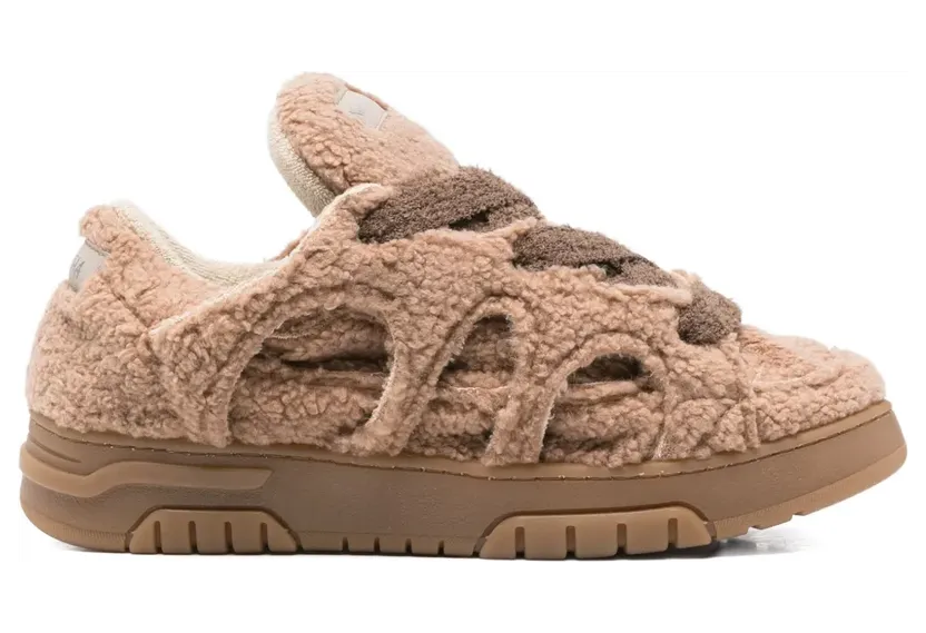 SANTHA Sneakers met imitatiebont en uitgesneden details – Beige (YU04S1OSBG)